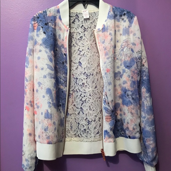Candie's Jackets & Blazers - Reversible Lace Floral Bomber Jacket